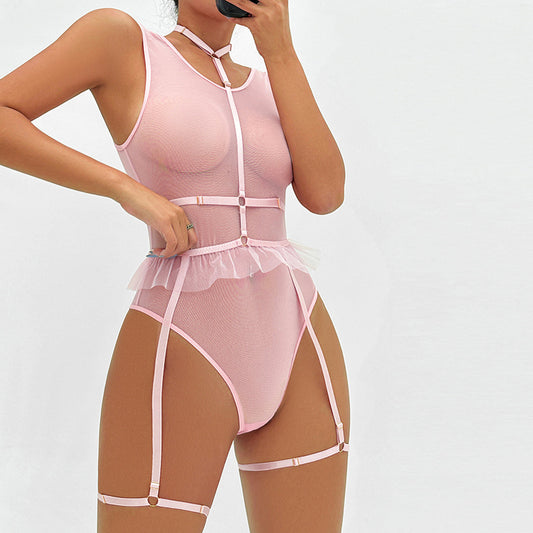 Rosalind Pink Sheer Mesh Teddy