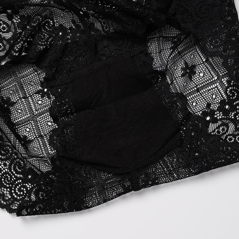 Flirty Cutout High Rise Black Lace Panty