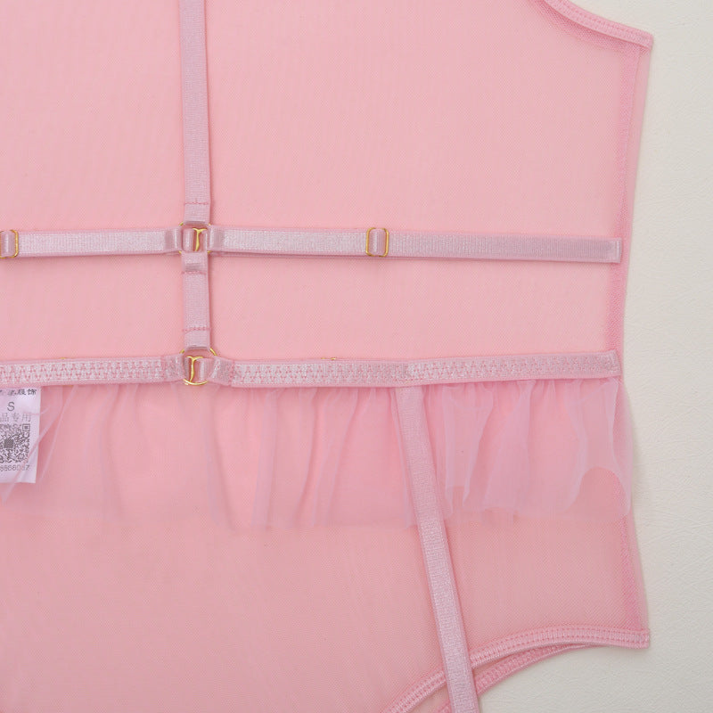 Rosalind Pink Sheer Mesh Teddy