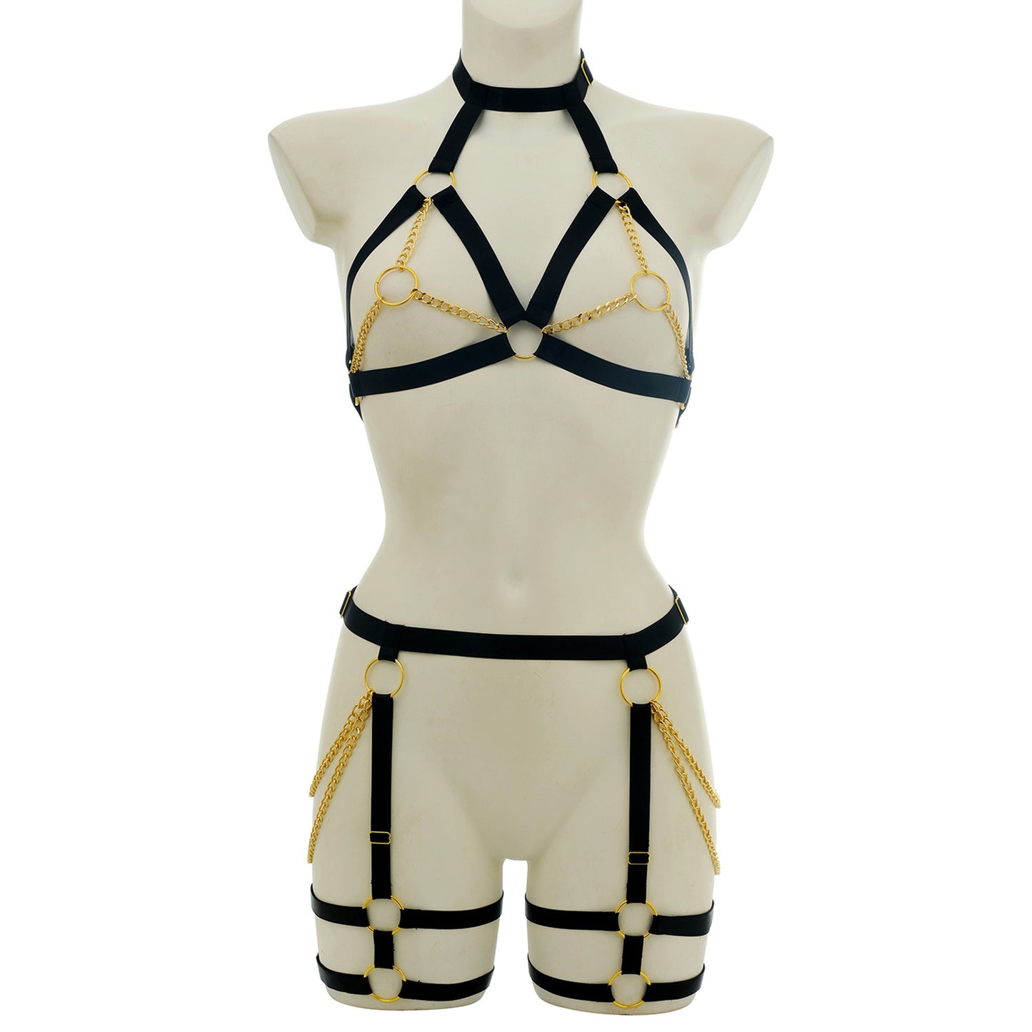 Gilded Temptation 2-Piece Crotchless Lingerie Set