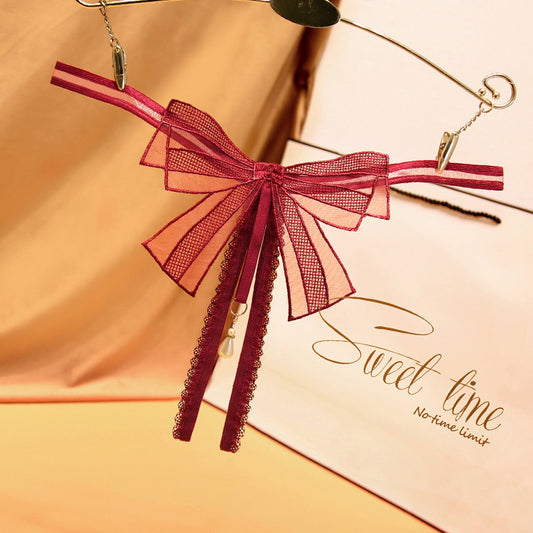 Bow-Adorned Crotchless Panty