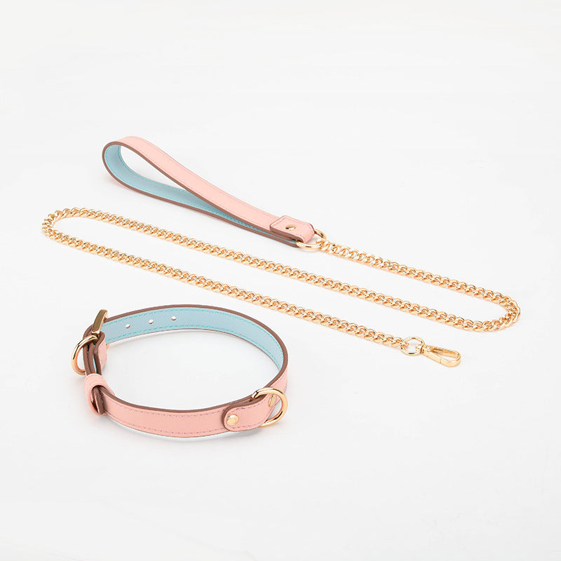 Desire Leather Choker with Gold Chain