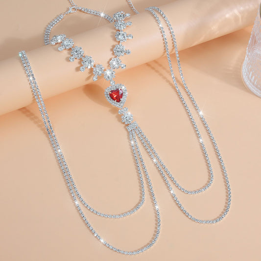 Crimson Heart Body Chain Necklace mooods