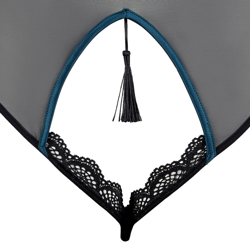 Midnight Tassel Crotchless Bodysuit
