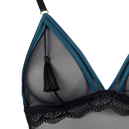 Midnight Tassel Crotchless Bodysuit