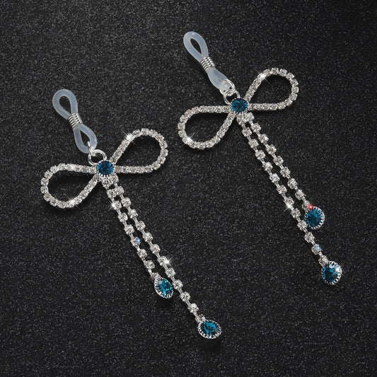 Crystal Bow Nipple Jewelry Clips with Gem Drops