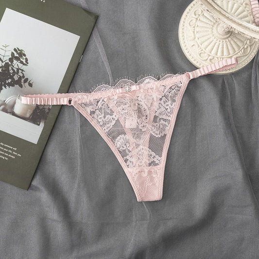 Lace Thong Panty with Rhinestone Detail