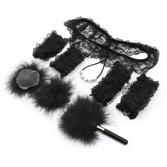 Whispered Caress Lace & Feather Intimate Accessory Set