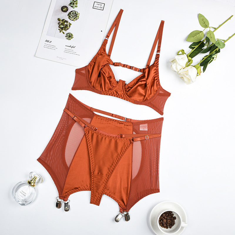 satin aura ensemble lingerie set mooods