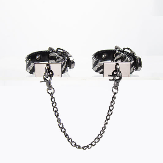 Velvet Restraint Linked Eco-Leather Cuffs