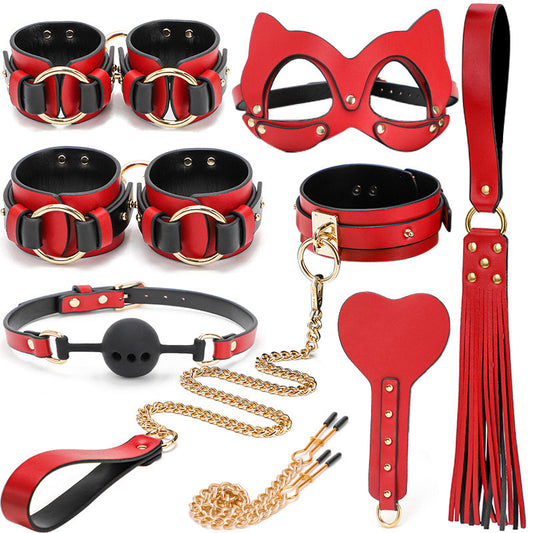 Exquisite Red Leather Bondage Ensemble