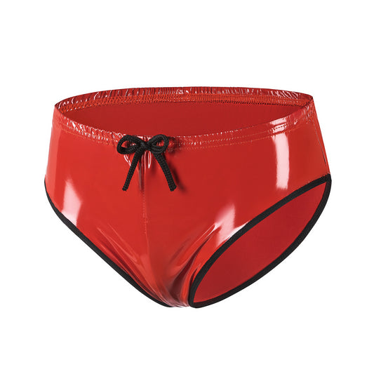 Glossy Seduction Patent Leather Brief Panty red