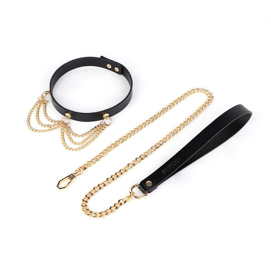 Golden Embrace Luxury Collar & Leash Set black