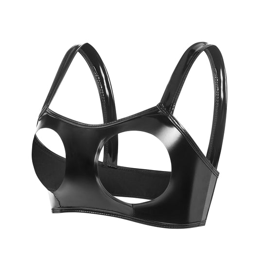 High-Gloss Cutout Temptation Patent Leather Bra