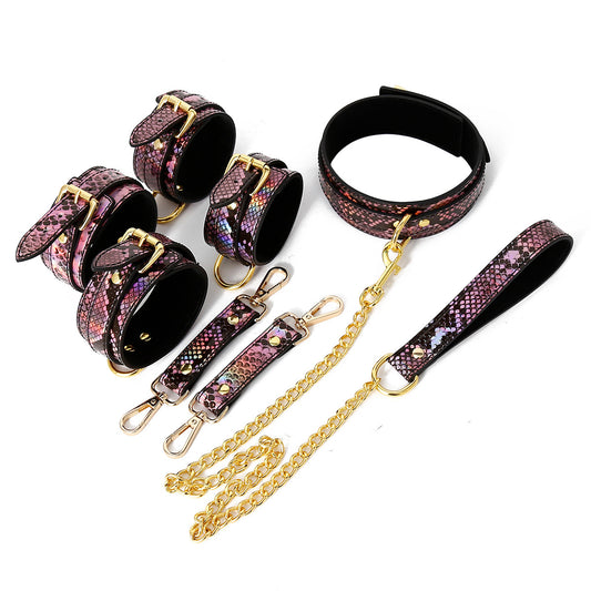 Luxurious Snake Print Leather Restraint Collection