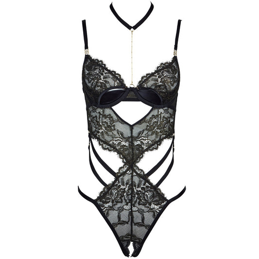 Luxury Cutout Lace Bodysuit with Chain Detail
