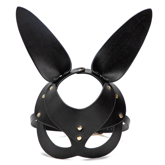 Midnight Mischief Leather Bunny Mask black