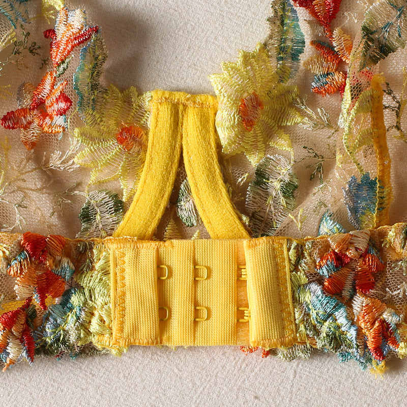 Sunlit Meadow Yellow Sheer 3-Piece Lingerie Set mooods lingerie