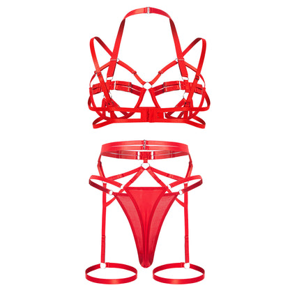 Scarlet Temptress Strappy Lingerie Set