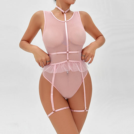 Rosalind Pink Sheer Mesh Teddy