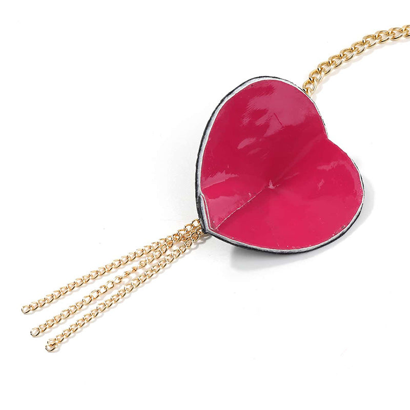 Crimson Captivation Heart-Shaped Pasties with Gold Chains