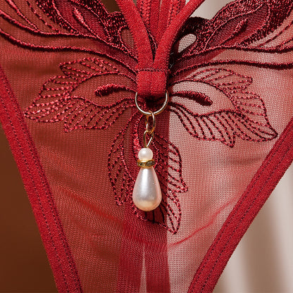 Luxury Embroidered Crotchless Sheer Panty