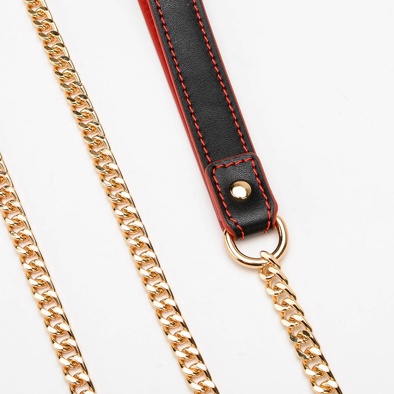 Desire Leather Choker with Gold Chain