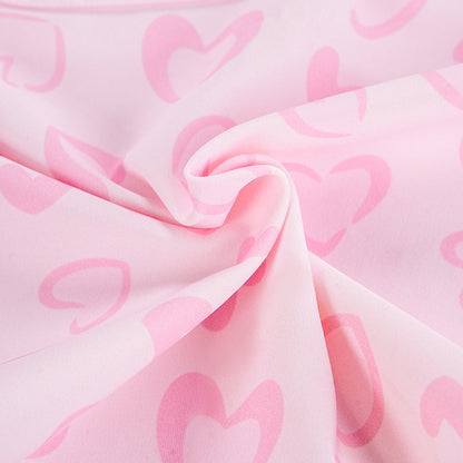 Pink Hearts Print Comfortable Underwear Set