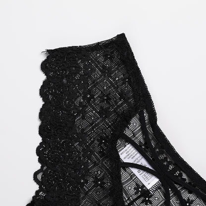 Flirty Cutout High Rise Black Lace Panty