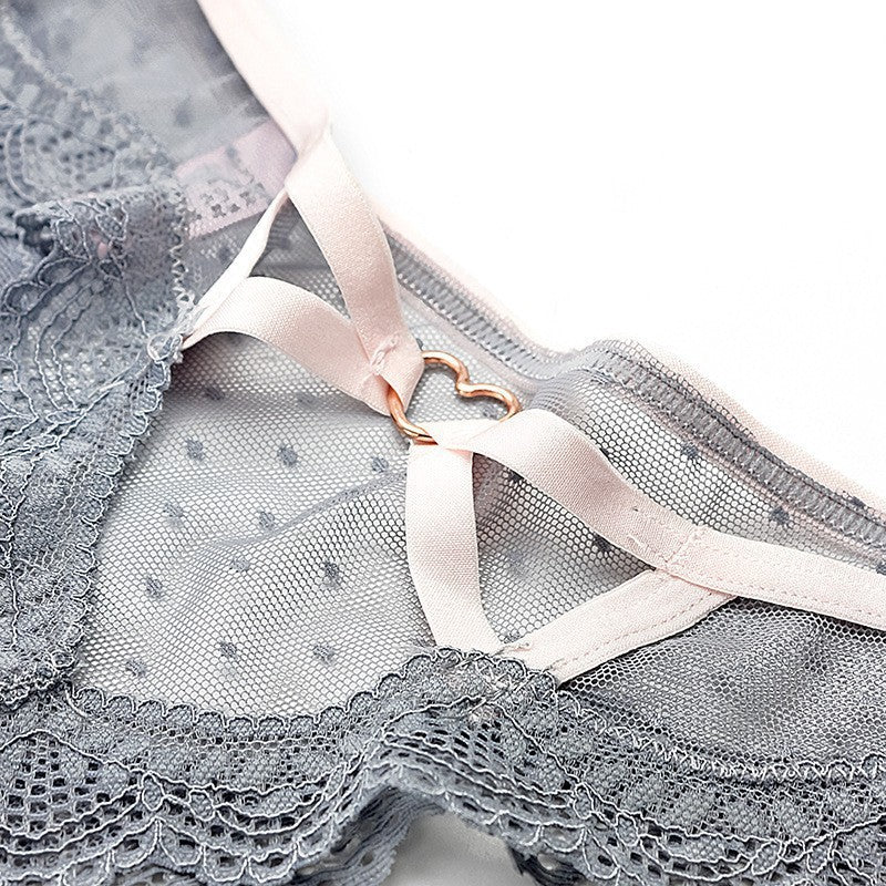 Lace Adorned Semi-Sheer Thongs