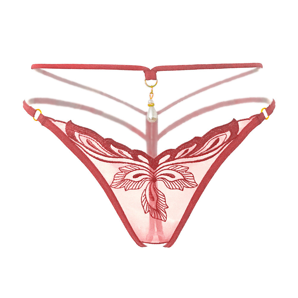 Luxury Embroidered Crotchless Sheer Panty