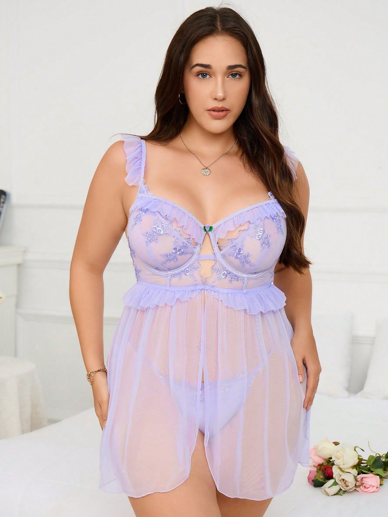 Lilac Serenity Plus Size Chiffon Babydoll mooods