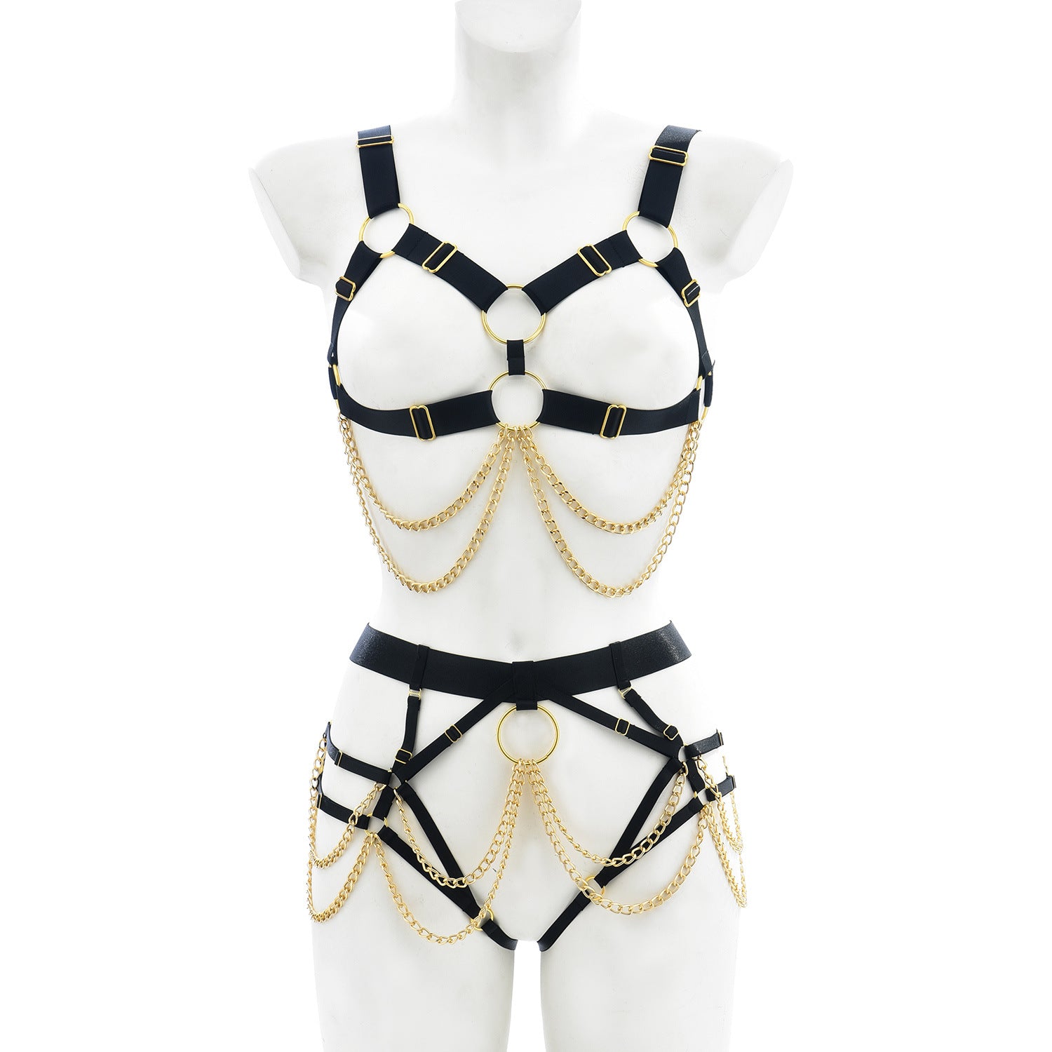 Strap Luxe Elegance Crotchless Lingerie Set