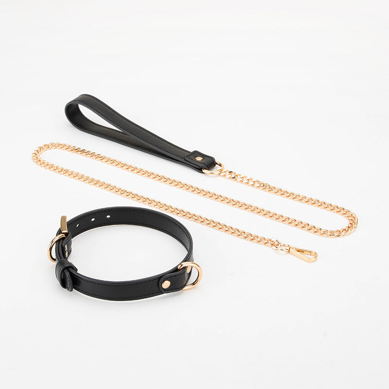 Desire Leather Choker with Gold Chain