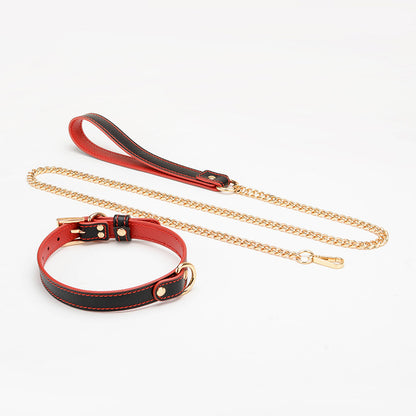 Desire Leather Choker with Gold Chain