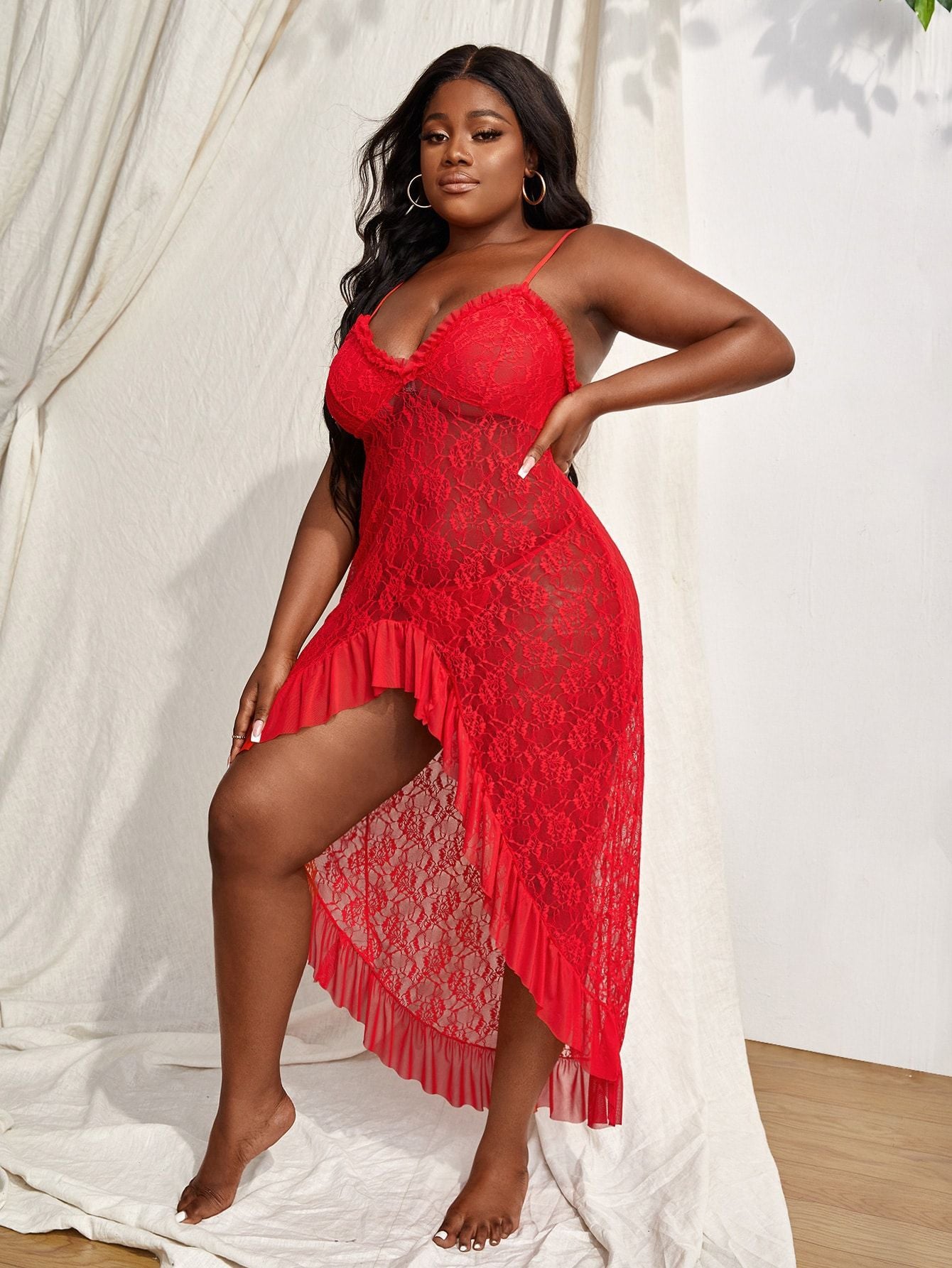 Scarlet Elegance Plus Size Long Nightgown Set