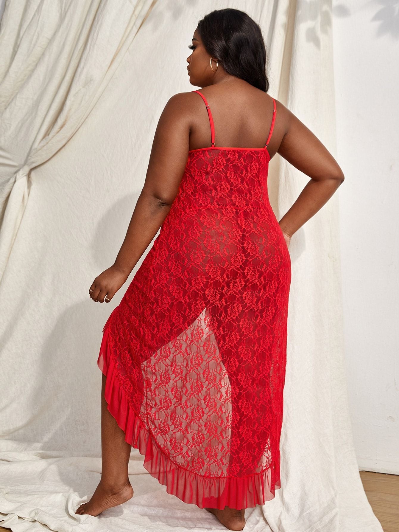 Scarlet Elegance Plus Size Long Nightgown Set