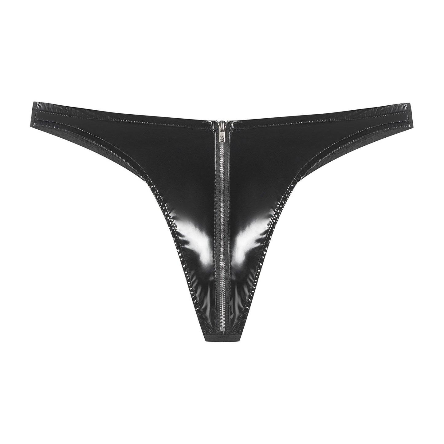 Gloss Vinyl Front-Zip Thong Brief mooods