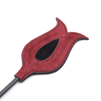 Suede Dark Red Feathered Tip Riding Crop