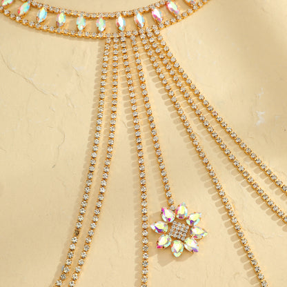 Aurora Bloom Rhinestone Body Chain mooods