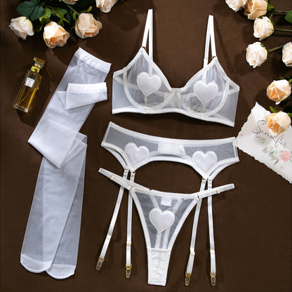Heart Whisper Mesh Lingerie Set