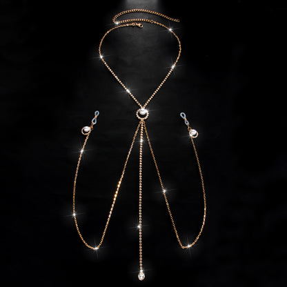 Celestial Pearls Body Chain with Nipple Jewelry