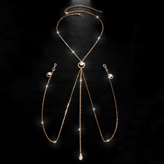 Celestial Pearls Body Chain with Nipple Jewelry