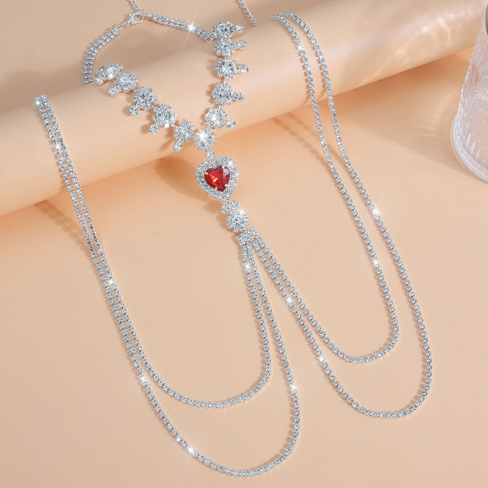 Crimson Heart Body Chain Necklace mooods