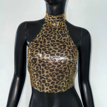 Feline Radiance Metallic Halter Top mooods