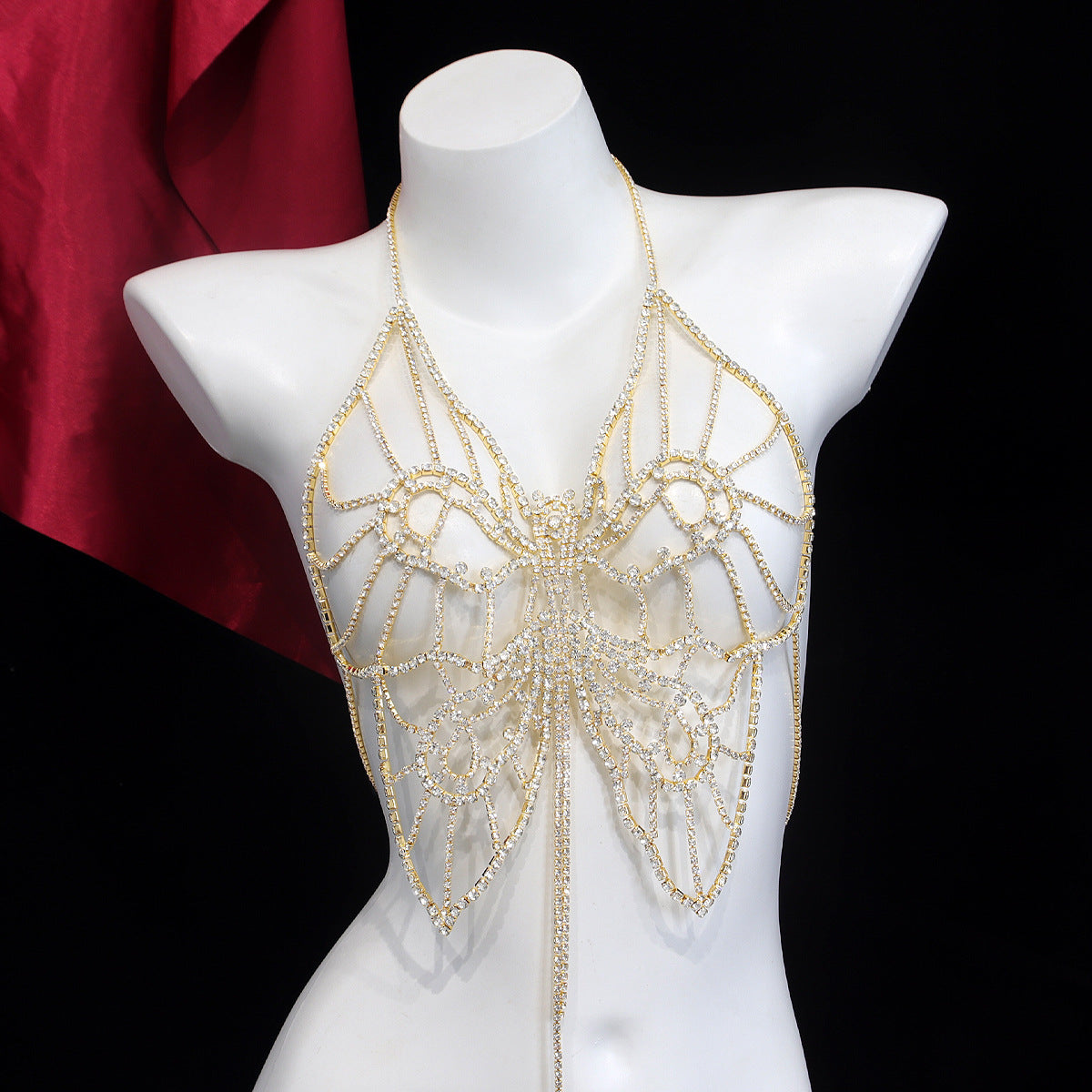 Crystal Butterfly Body Chain Top mooods