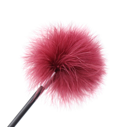 Suede Dark Red Feathered Tip Riding Crop