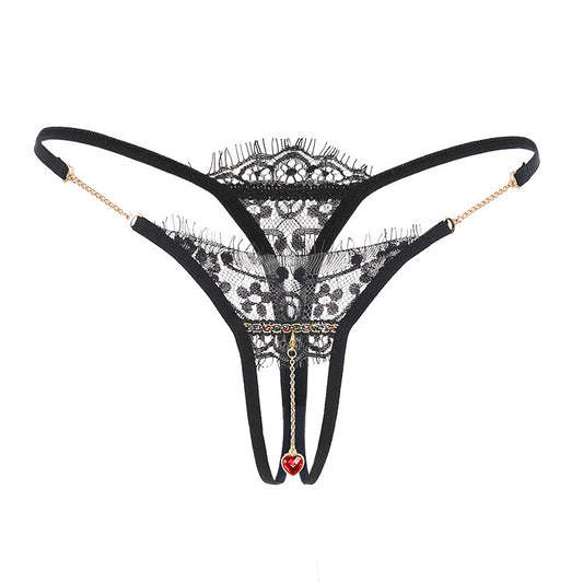 Heart Charm Crotchless Lace Thong mooods