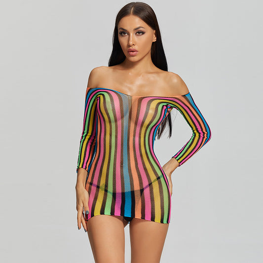 Prism Wave Mesh Mini Dress mooods