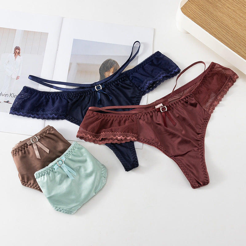 Satin Lace Trim Thong – One Size Buy 3, Get 1 FREE!